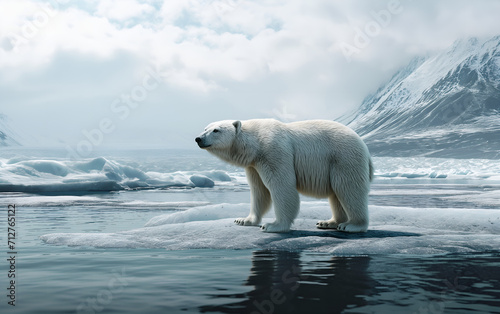 Close Up At A Polar Bear Walking  , Climate Change, wild animal 