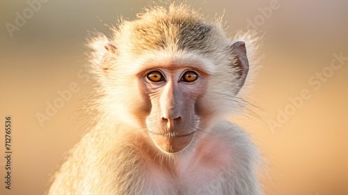 Close up wildlife photography  stunning baboon portrait in natural habitat