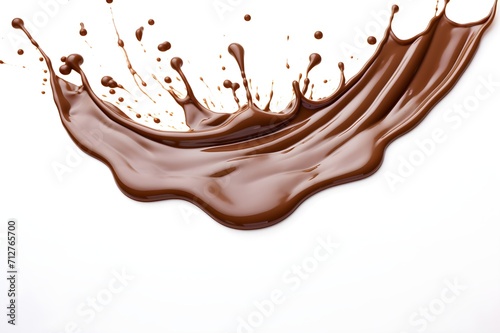 Chocolate splash isolated on white. Generative AI