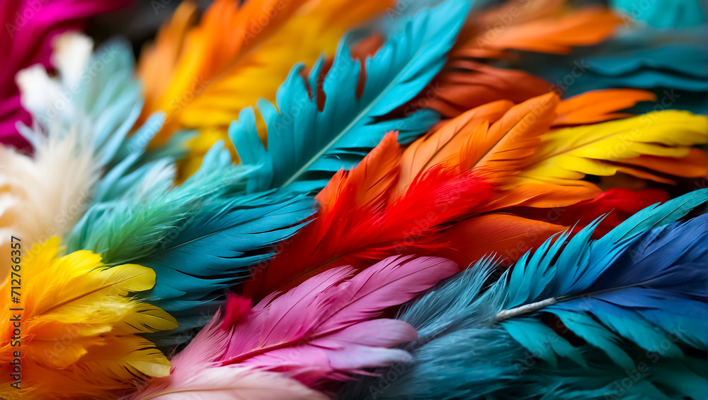 Multicolored feathers closeup background textured Multicolored feathers closeup background textured