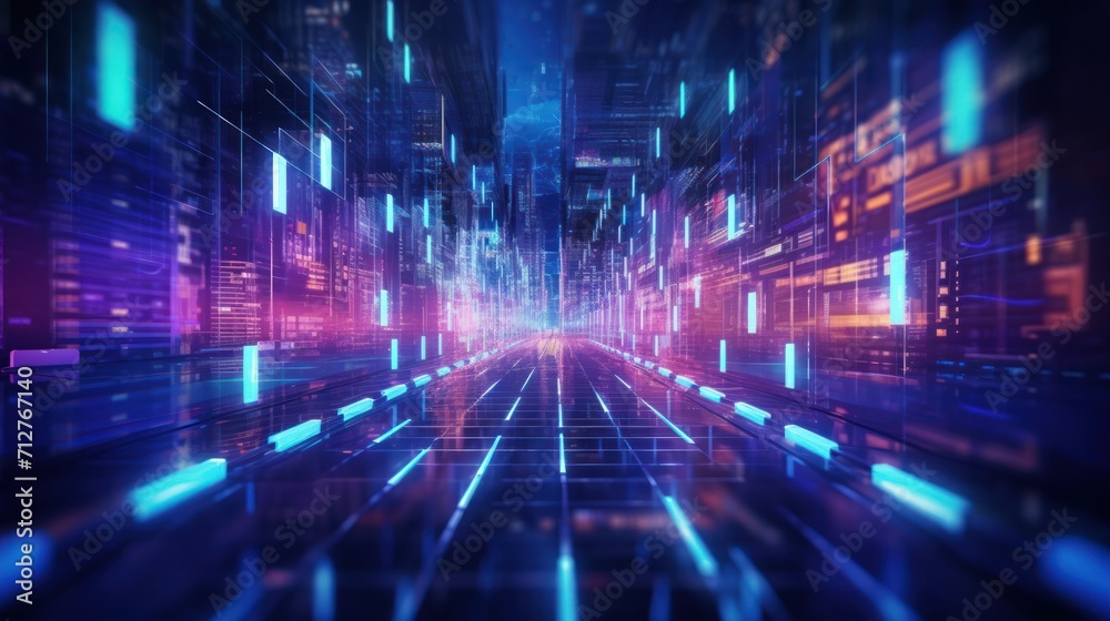 Information flow in Cyberpunk Style World Abstract Background Information flow in Cyberpunk Style World Abstract Background