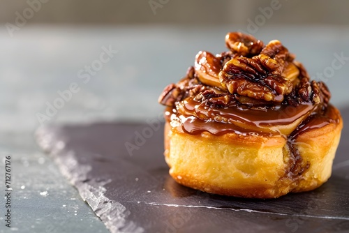 Freshly baked sweet roll with rich glaze and sweet aroma