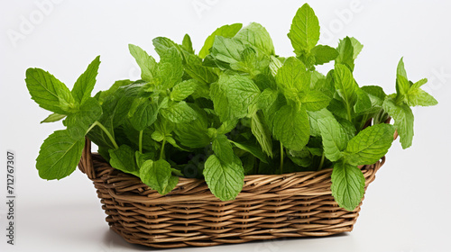 fresh herbs in a wicker basket , Generate AI