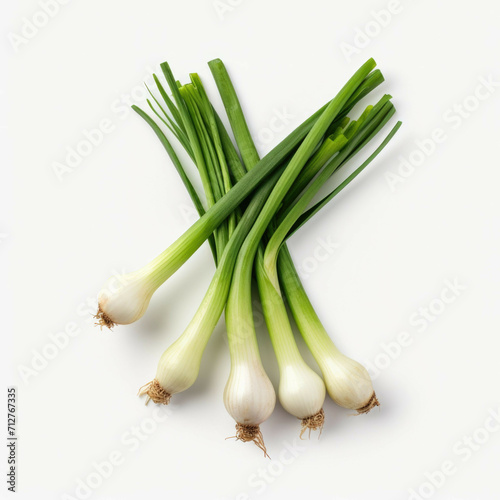 Spring onions isolated on white background