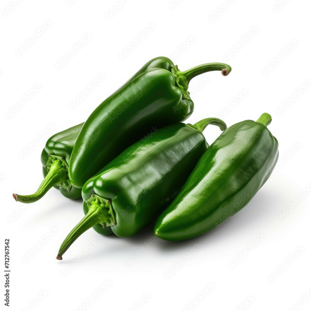 Poblano peppers isolated on white background Poblano peppers isolated on white background