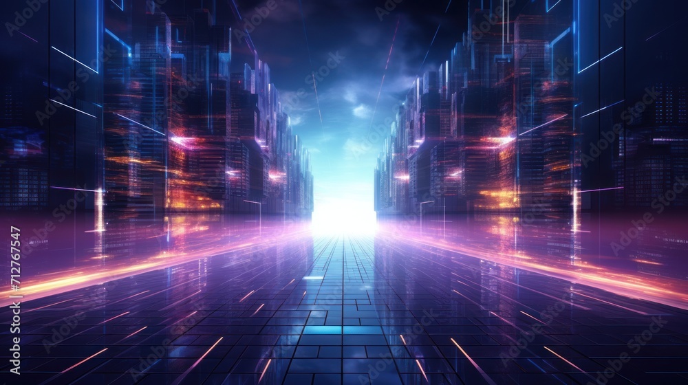 Information flow in Cyberpunk Style World Abstract Background Information flow in Cyberpunk Style World Abstract Background