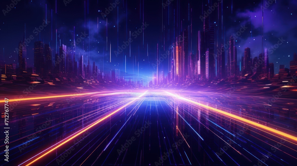 Information flow in Cyberpunk Style World Abstract Background Information flow in Cyberpunk Style World Abstract Background
