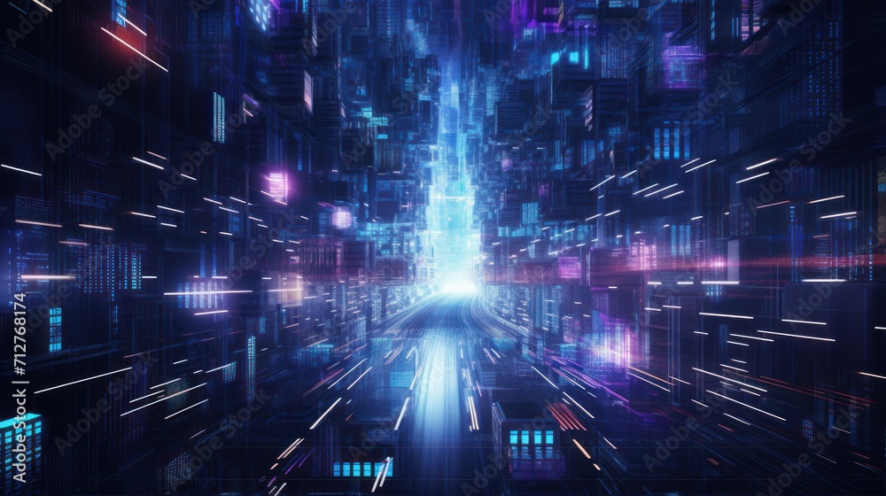 Information flow in Cyberpunk Style World Abstract Background Information flow in Cyberpunk Style World Abstract Background