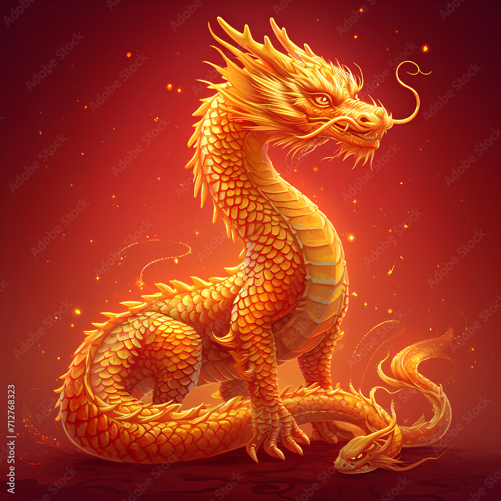 Fototapeta premium chinese new year golden dragon, lunar of the year