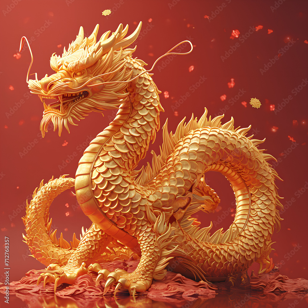 Fototapeta premium chinese new year golden dragon, lunar of the year