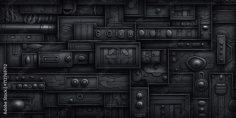 Black tiles, seamless pattern, SNES style 