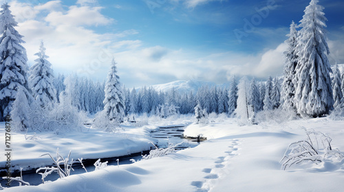 winter landscape in the mountains , generate AI © VinaAmeliaGRPHIC