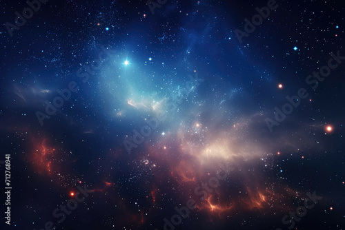 A view of a distant galaxy with a bright, colorful star field