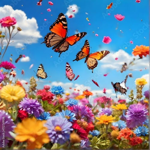 butterflies and flowers