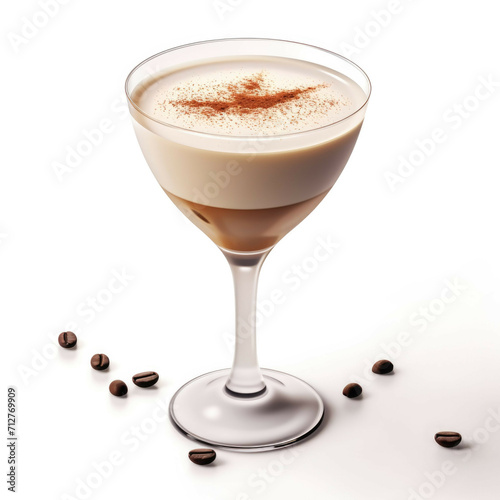 Brandy Alexander Cocktail, isolated on white background