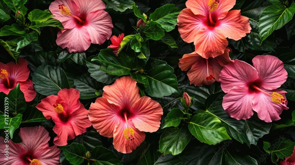 tropical hibiscus flowers, creating a vibrant and exotic atmosphere generative ai tropical hibiscus flowers, creating a vibrant and exotic atmosphere generative ai
