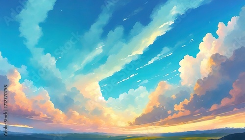 illustration of cloud scape view from horizon