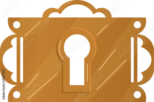 Golden padlock flat design icon. Simple lock illustration with keyhole. Security and safety concept vector illustration.