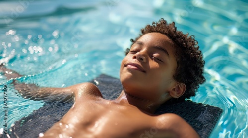 Boy in the pool, sunlit Relaxation in Crystal Clear Waters © esp2k