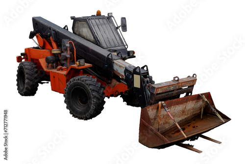 excavator machinery with telescopic lift isolated on transparent background photo