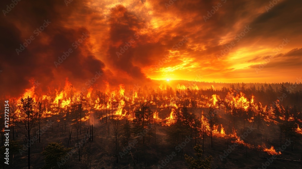 Impact of wildfires, underscoring the concepts of global warming and climate change. Impact of wildfires, underscoring the concepts of global warming and climate change.