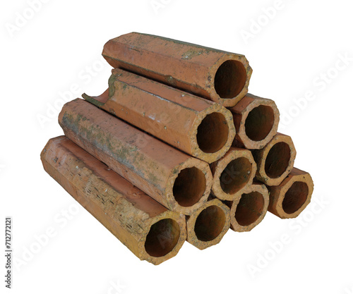 stack of pipe in brick, construction concept