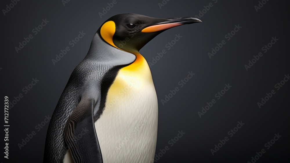 Naklejka premium Adorable Penguin Waddling on the Arctic Iceberg Landscape with Majestic Icy Ocean Background - AI-Generative