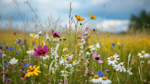 wildflowers in a meadow  offering a diverse and picturesque natural setting generative ai