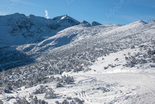 Winter view of Rila mountain near Musala peak, Bulgaria