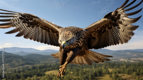 Majestic Falcon in Mid-Air Leap, Gracefully Hunting Its Prey with Precision - AI-Generative