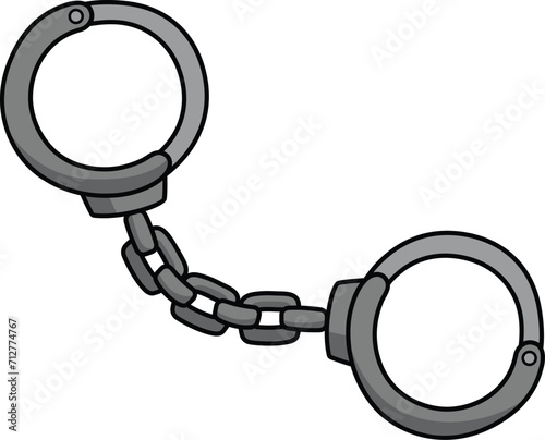 Handcuff Cartoon Colored Clipart Illustration