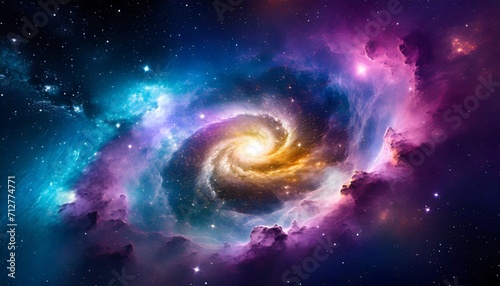 beautiful spiral nebula color background © Nu Ai generated imag