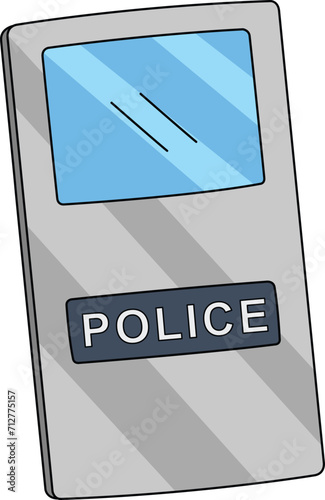 Police Riot Shield Cartoon Colored Clipart