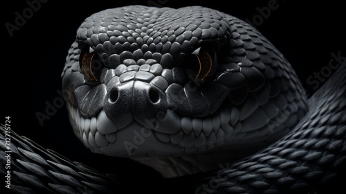 Majestic and Focused Black Snake with Determined Expression and Piercing Eyes - AI-Generative