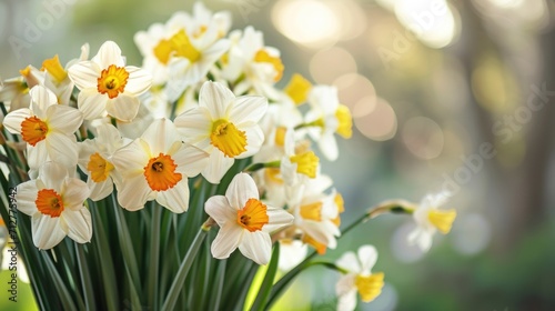 daffodils, creating a cheerful and sunny floral background generative ai