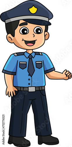 Happy Policeman Cartoon Colored Clipart