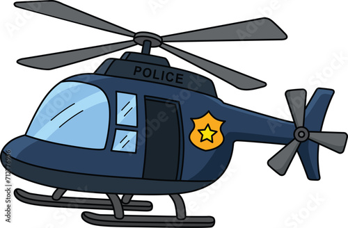Police Helicopter Cartoon Colored Clipart