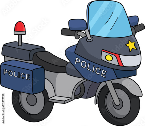 Police Motorcycle Cartoon Colored Clipart