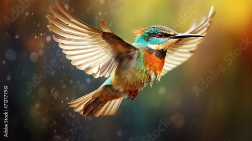 A Bee-eater in Mid-Flight Capturing the Moment of Graceful Motion - AI-Generative