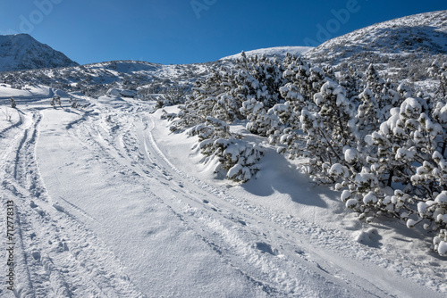 Amazing Winter view of Rila mountain near Musala peak, Bulgaria