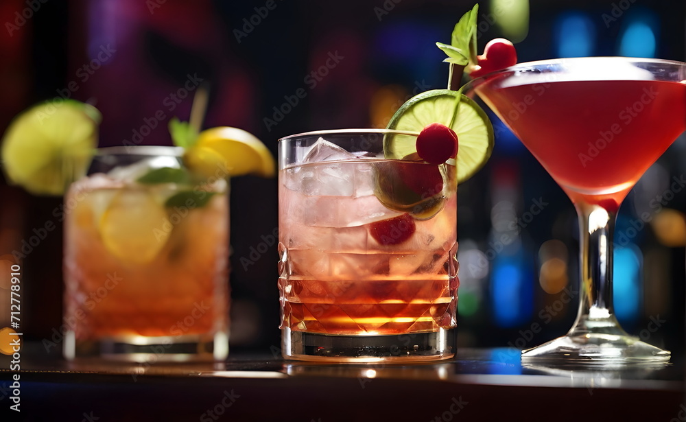 Cocktails closeup at the club Cocktails closeup at the club