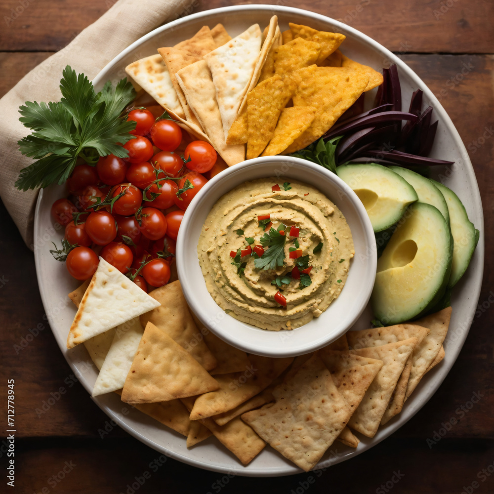 Mediterranean Hummus Platter - Savory Chickpea Spread with Crispy Pita Delight Mediterranean Hummus Platter - Savory Chickpea Spread with Crispy Pita Delight