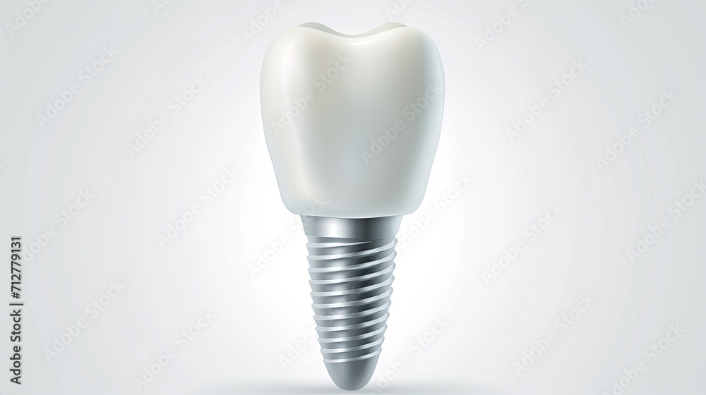 Dental clinic concept. Tooth implant on a white background Dental clinic concept. Tooth implant on a white background