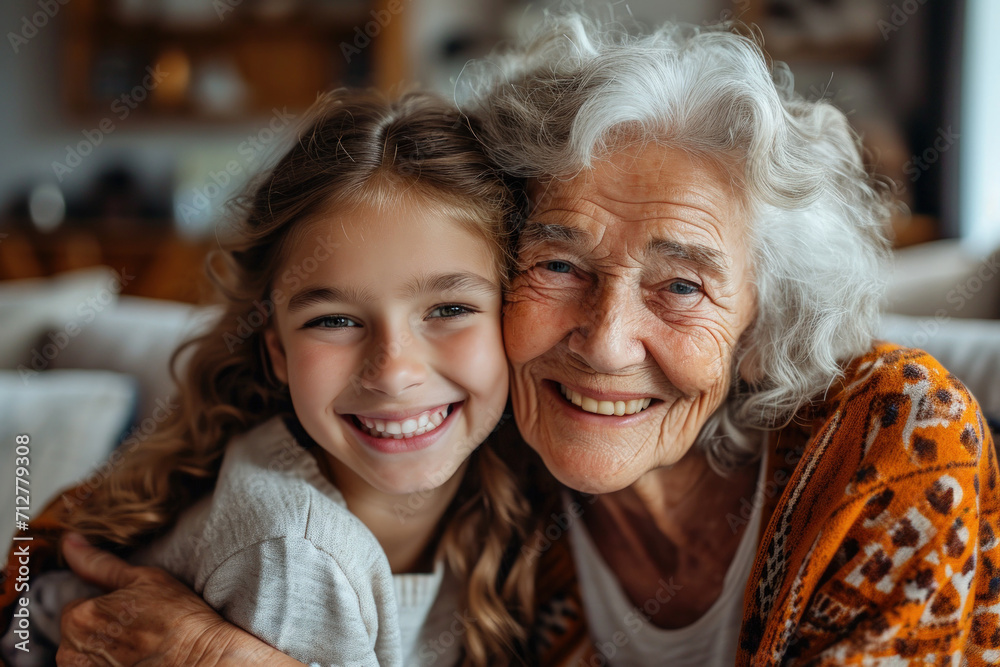 Grandmother with his granddaughter, laughing together and have a cheerful time Grandmother with his granddaughter, laughing together and have a cheerful time