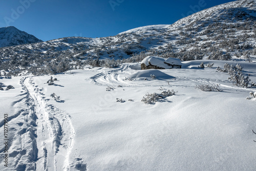 Winter view of Rila mountain near Musala peak, Bulgaria photo