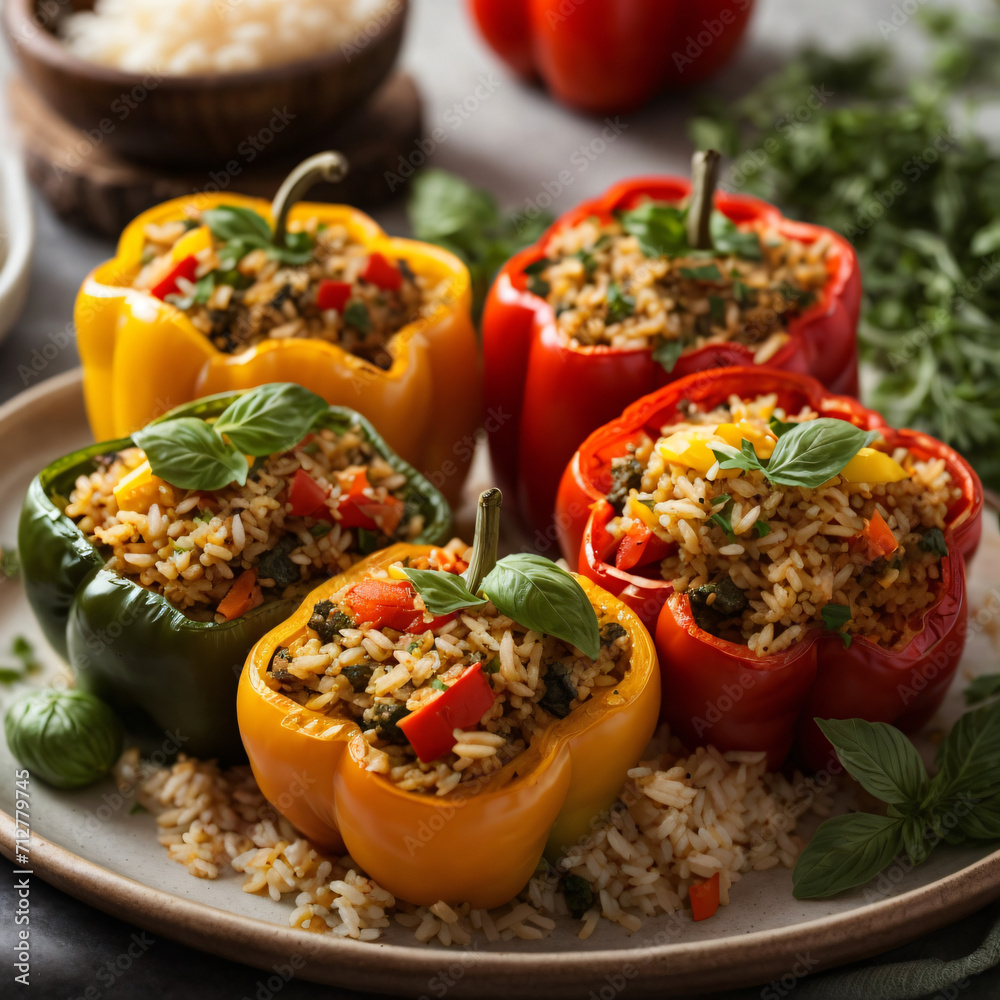 Mediterranean Stuffed Peppers - A Herb-Infused Rice Delight