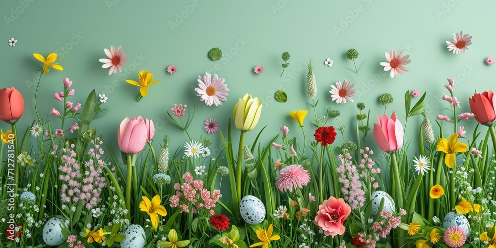 Springtime Bloom: Floral and Easter Egg Wallpaper Art