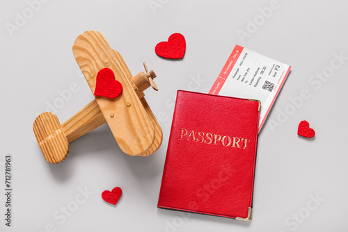 Passport with ticket, woode...