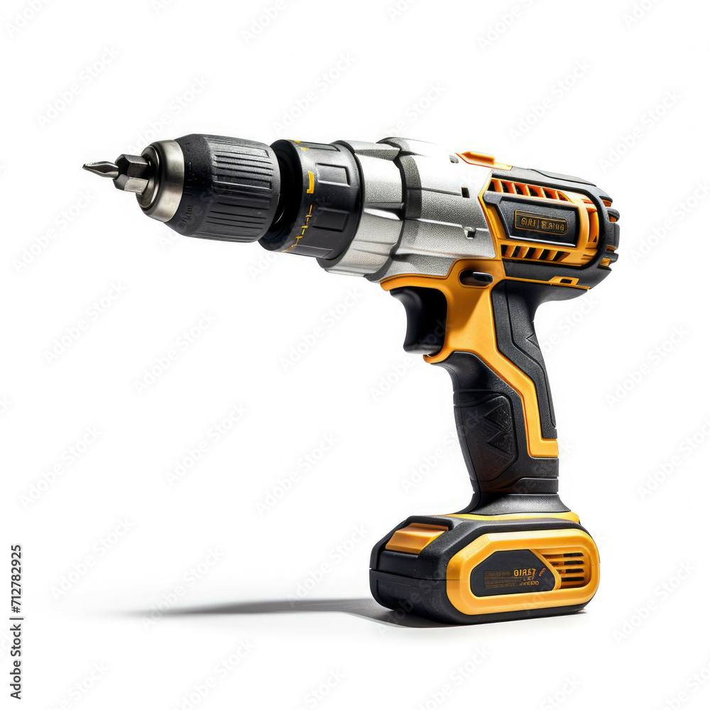 Drill from the hardware store, isolated on white background Drill from the hardware store, isolated on white background