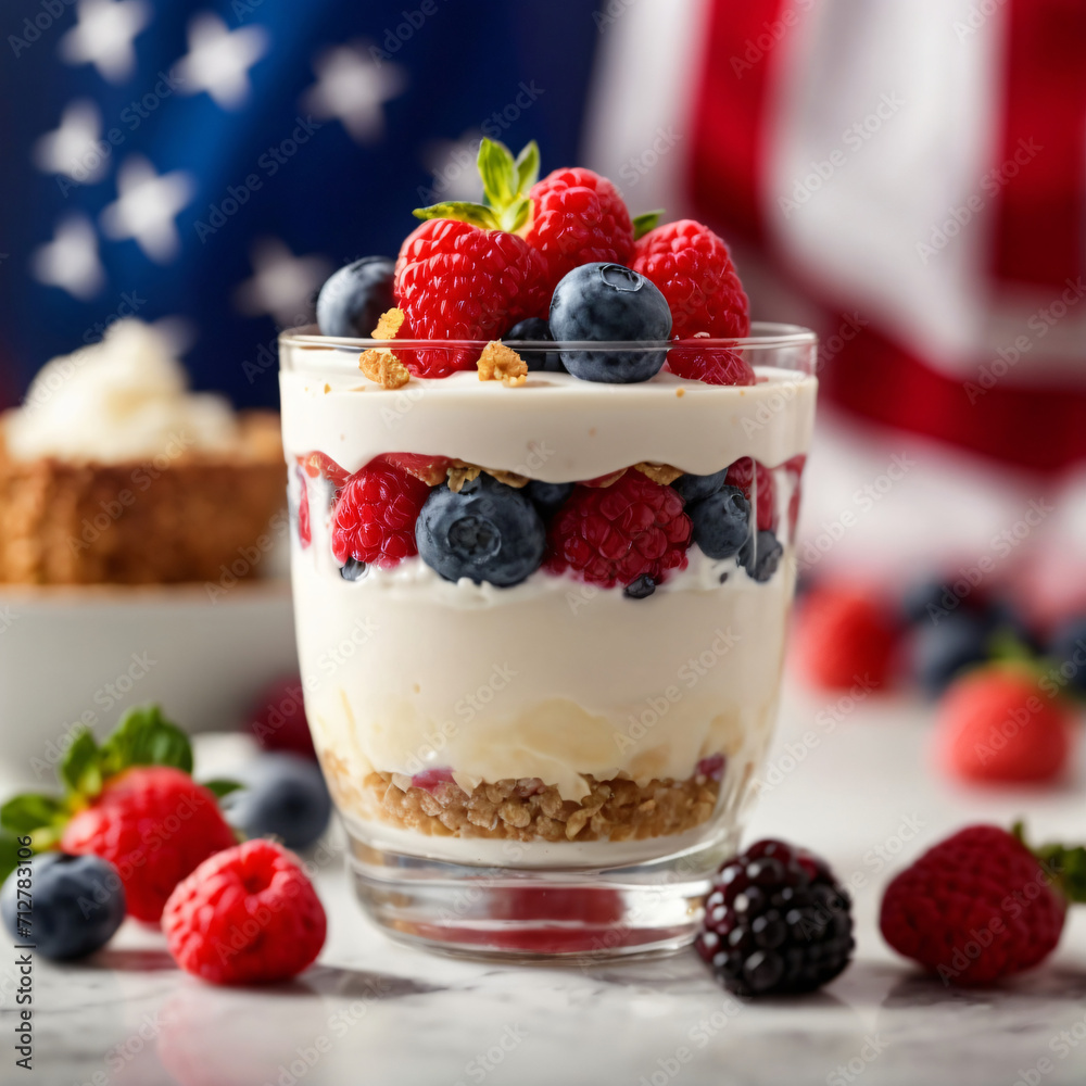 Patriotic Parfait - A Vibrant Blend of Vanilla Yogurt and Fresh Berries